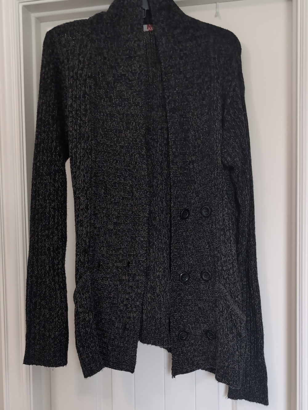 Carol Rose Black and Gray Knit Cardigan